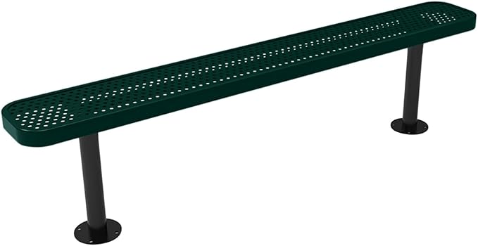 COATEDOUTDOORFURNITURE Coated Outdoor Furniture Heavy-Duty Outdoor Bench Thermoplastic Coated, Punched Steel, Commercial-Grade Seating, Made in America (Surface Without Back, 6 Ft, Dark Green)