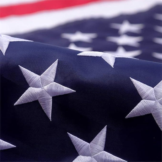 210D Embrodary American Flag 3x5 FT Outdoor - USA Heavy duty Nylon US Flags with Embroidered Stars, Sewn Stripes and Brass Grommets