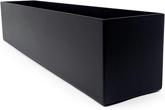 Buhbo Modern Steel Trough Rectangle Planter 16 inch, Black