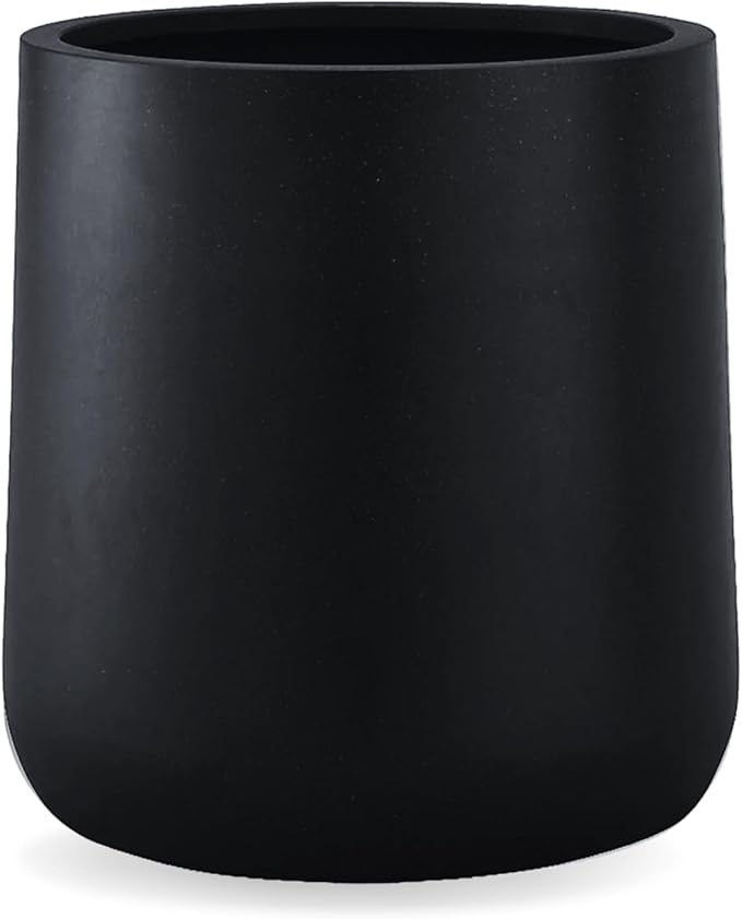 13" H x 12.6" D Conico Fiberstone Round Planter - Christmas Tree Planter, Smooth Finishes, Weather Resistant for Indoor and Outdoor Use, Included 2 Extra Coco Mats (Black, 10" Pot Opening)