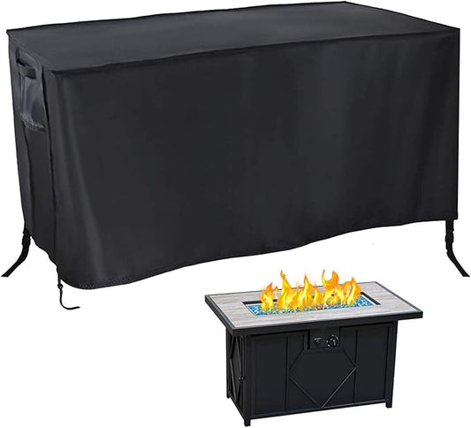 Fire Pit Cover Rectangular,42inch Fire Pit Cover Waterproof,Heavy Duty 420D Fire Pit Table Cover Rectangle Outdoor Fire Pit Covers for Propane or Gas Fire-Pit Rectangle-42"L x 24"W x 24"H,Black