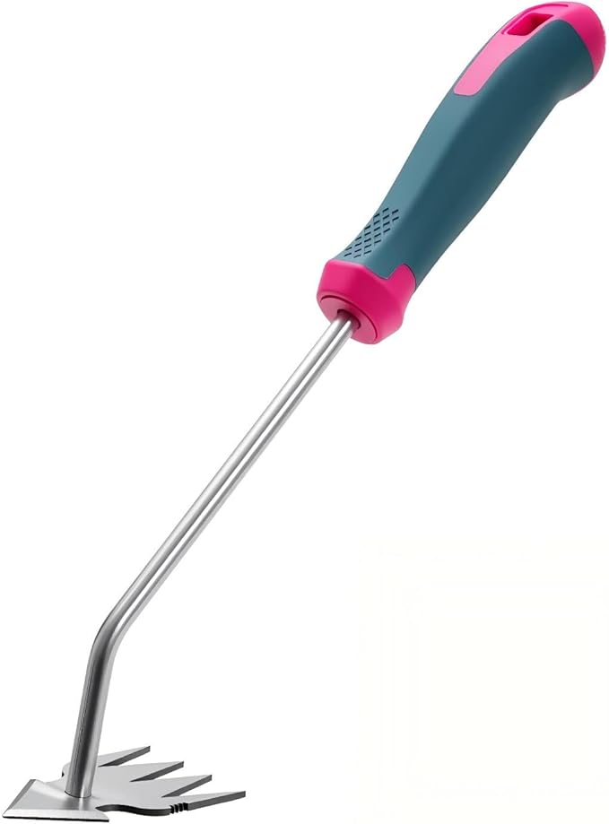 Weed Puller Tool, Upgraded 4 Teeth Hand Weeder Tool with Ergonomic Handle, Heavy-Duty Stainless Steel Weed Remover for Garden, Lawn, Yard, Flower Bed & Vegetable Planting