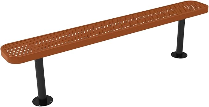 COATEDOUTDOORFURNITURE Heavy-Duty Outdoor Bench Thermoplastic Coated, Punched Steel, Commercial-Grade Seating, Made in America (Surface Without Back, 6 Ft, Textured Copper)