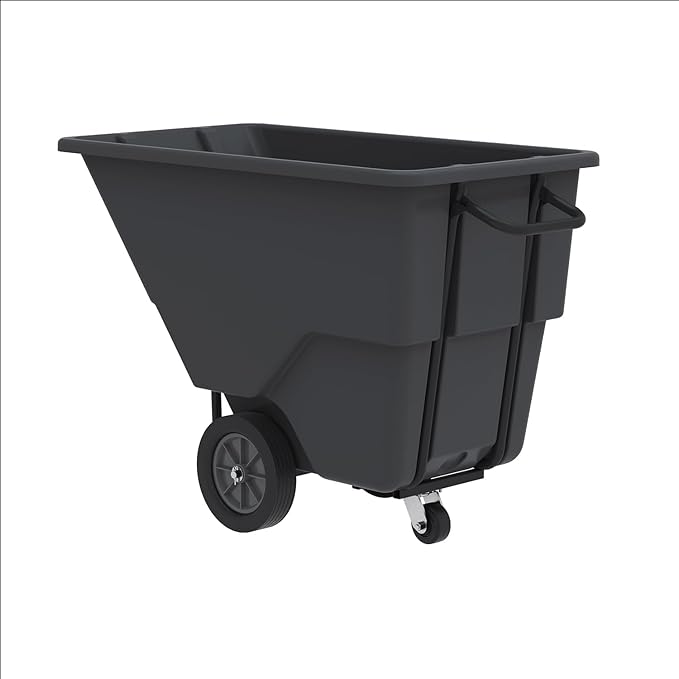 Akro-Mils 77405BLACK Akro-Tilt Heavy-Duty 0.5 Cubic Yard Plastic Truck Utility Cart, Loads up to 600 lbs., 100 Gallon Capacity, Black