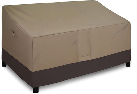 Easy-Going Waterproof Outdoor Couch Cover, Heavy Duty Deep 3-Seater Patio Sofa Cover, Winchdproof Outdoor Furniture Cover with Air Vent （88Wx40Dx33H inch,Camel/Dark Brown