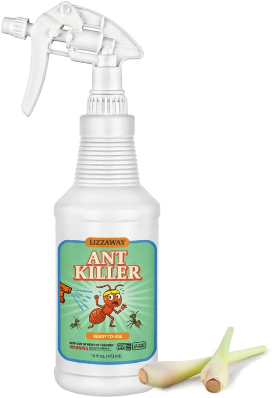 Ant Killer Spray Indoor Outdoor Use - Plant-Based Formula with Lemongrass Oil and Geraniol - Kid & Pet Safe Ant Killer Spray - Natural Ants Repellent and Prevention for Home, Car, & Outdoors