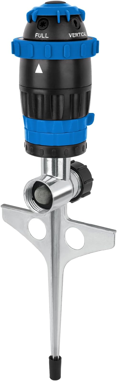 RESTMO Gear Drive Sprinkler with Metal Spike Base, 5-Pattern Heavy Duty Gardening Watering System, Multi-Adjustable Lawn Sprinkle for Garden Plant, Flower Bed and Large Yard Area Watering, Blue