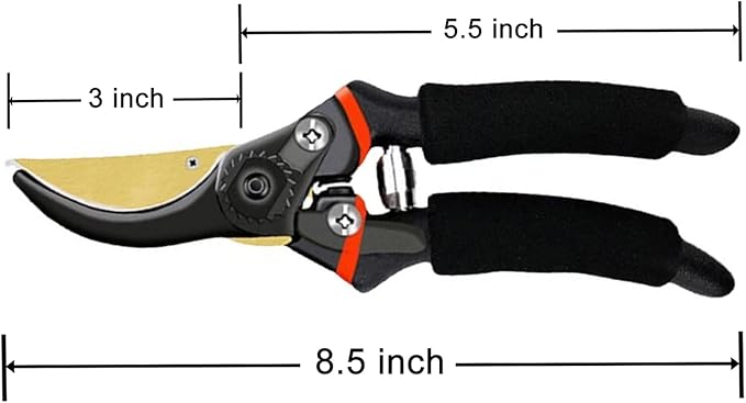 8.5-Inch Bypass Pruning Shears with SK5 High Carbon Steel Blade, Garden Secateurs with Safety Lock, Garden Plant Clippers, Gardening Scissors with Soft Cushion
