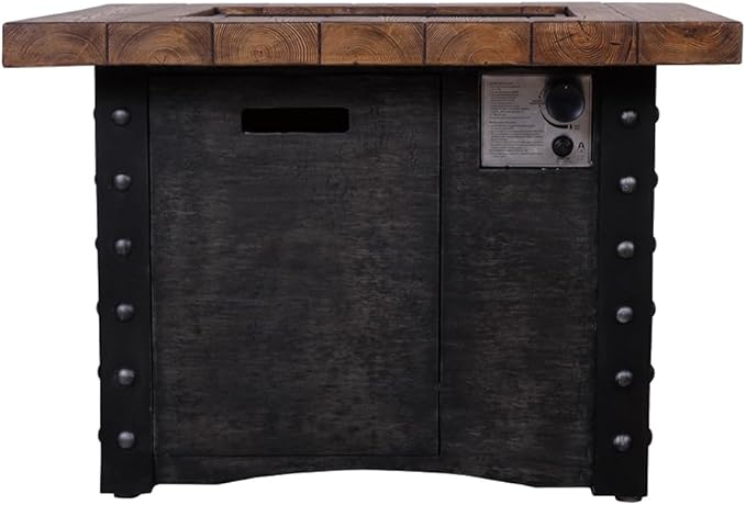 Afterglow Outdoor TerraFab Propane Fire Pit Table for Outside Patio Backyard Garden, Firepit Table with Weather Cover and Lava Rocks，50000 BTU，34.5”X34.5”X23.8”H, Black, CSA Certificated