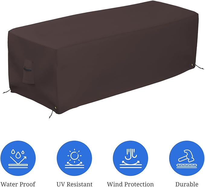 Covers & all Outdoor Rectangular Fire Pit Cover, Rectangle Heavy Duty18 Oz Waterproof UV & Weather Resistant, for Patio Lawn Garden Outside, Air Vents & Drawstrings (48"L x 25"W x 18"H, Coffee)