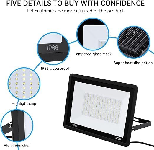 4Pack-60W 6600LM Super Bright LED Flood Light with Excellent Color Restore Ability - Waterproof, Shatterproof, Energy Saving - Perfect for Indoor and Outdoor Use
