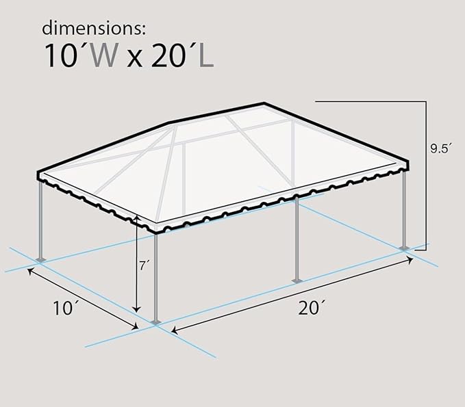 Party Tents Direct 10'x20' Weekender West Coast Tent Frame Party Tent (Yellow/White) PVC Top with Storage Bag - Tents for Parties, Weddings, Birthdays, Banquets, Fiestas, Workshop, Outdoor Event