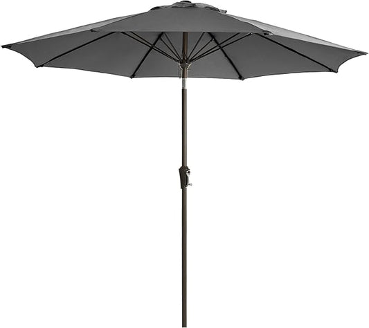 LOUNZY 9FT Large Outdoor Patio Umbrella Table Umbrella-UV Resistant,Easy Push Button Tilt and Crank,8 Sturdy Fiberglass Ribs Pool Umbrella for Patio,Backyard,Deck,Yard,Market