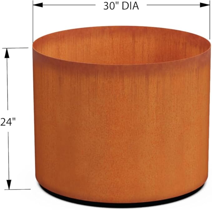 Plantercraft Corten Steel Planters | Large Round Planters for Outdoor Plants - 30 x 24 Inch Extra Large Outdoor Planter for Modern Patio & Garden Statement Piece