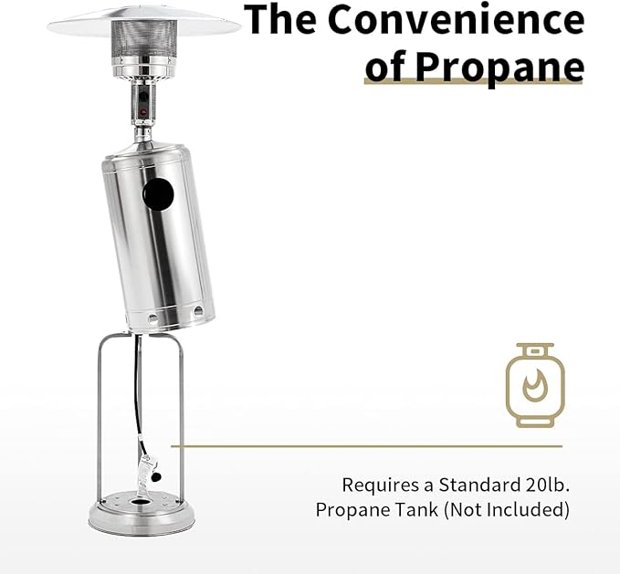 46,000 BTU Propane Outdoor Patio Heater for Residential or Commercial Use 87 Inches Stainless Steel