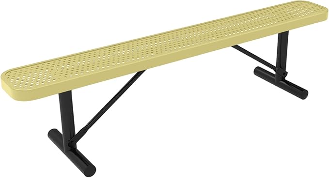 COATEDOUTDOORFURNITURE Heavy-Duty Portable Outdoor Bench Thermoplastic Coated, Punched Steel, Commercial-Grade Seating, Made in America (Portable Without Back, 6 Ft, Textured Sandstone)