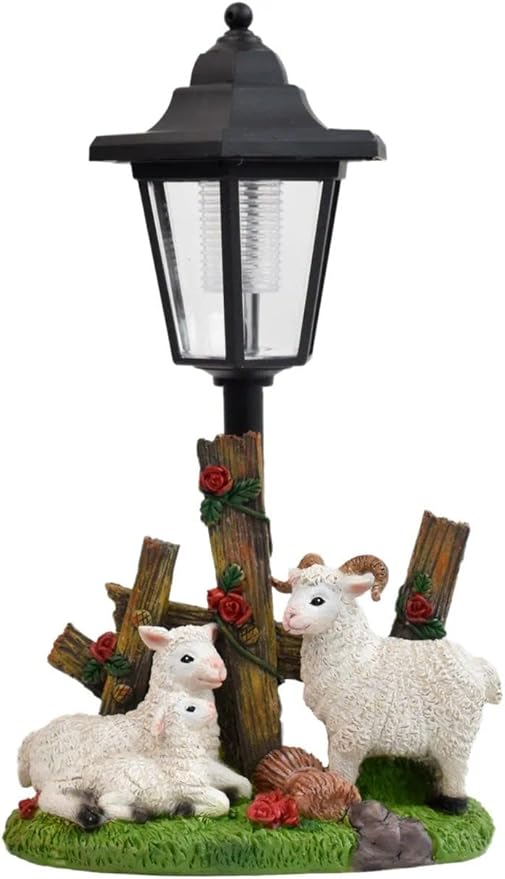 LINZHEN Solar Garden Statue Outdoor Sheep Figurine with Lights Decor for Porch Yard Decorations Women Homes Sculptures Statues Lamp