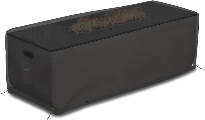 Covers & all Outdoor Rectangular Fire Pit Cover, Rectangle Heavy Duty18 Oz Waterproof UV & Weather Resistant, for Patio Lawn Garden Outside, Air Vents & Drawstrings (38"L x 28"W x 17"H, Black)