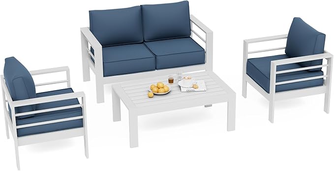 UDPATIO Aluminum Patio Furniture Set Oversize Outdoor Seating Set for Balcony(Include Waterproof Sofa Cover)