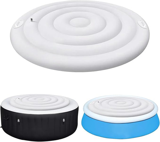4.75 FT Inflatable Hot Tub Cover with Handle,Energy Saving Lid for Round Hot Tub,Outdoor Inflatable Hot Tub,Inflatable Insert Insulated Lid Replacement