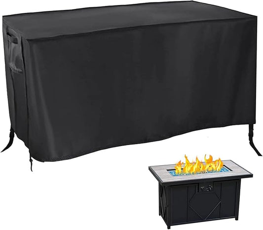 Fire Pit Cover Rectangular 48inch Waterproof Rectangle Fire Pit Cover Gas Fire Pit Table Cover Rectangle,48"L x 28"W x 24"H,Black