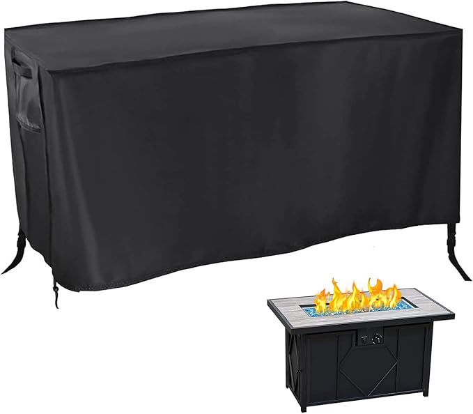 Fire Pit Cover Rectangular,57in Waterproof Firepit Covers rectangular,420D Propane Fire Pit Table Cover,57"L x 22"W x 25"H,Black