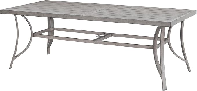 SEEHILL Aluminum Outdoor Dining Table for 8, 84" Rectangle Patio Dining Table with 2.2" Umbrella Hole, 8 Person Outdoor Dining Tables for Deck, Backyard, Garden, Poolside, Limed Oak