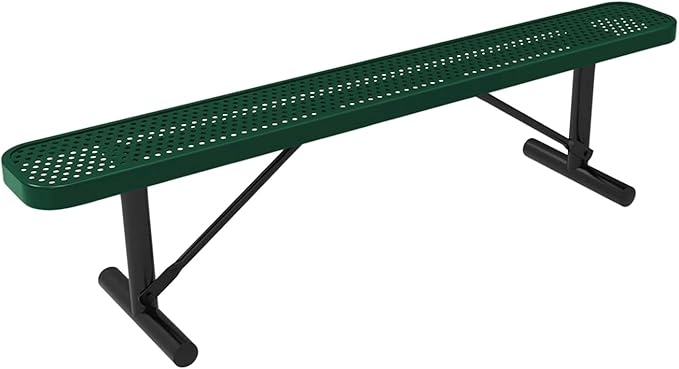 COATEDOUTDOORFURNITURE Heavy-Duty Portable Outdoor Bench Thermoplastic Coated, Punched Steel, Commercial-Grade Seating, Made in America (Portable Without Back, 6 Ft, Textured Green)