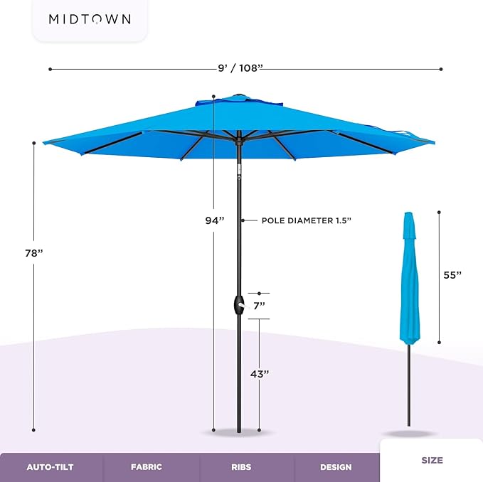 Midtown Umbrellas ice blue patio umbrella
