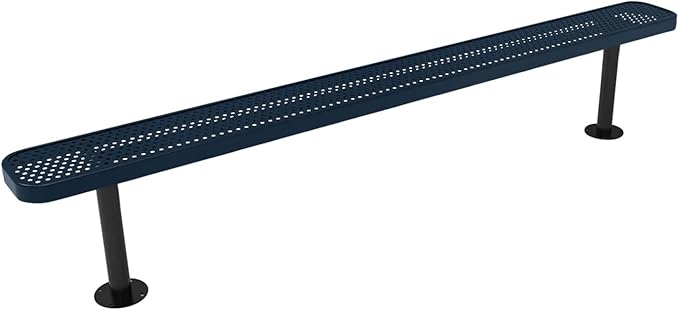 COATEDOUTDOORFURNITURE Coated Outdoor Furniture Heavy-Duty Outdoor Bench Thermoplastic Coated, Punched Steel, Commercial-Grade Seating, Made in America (Surface Without Back, 8 Ft, Dark Blue)