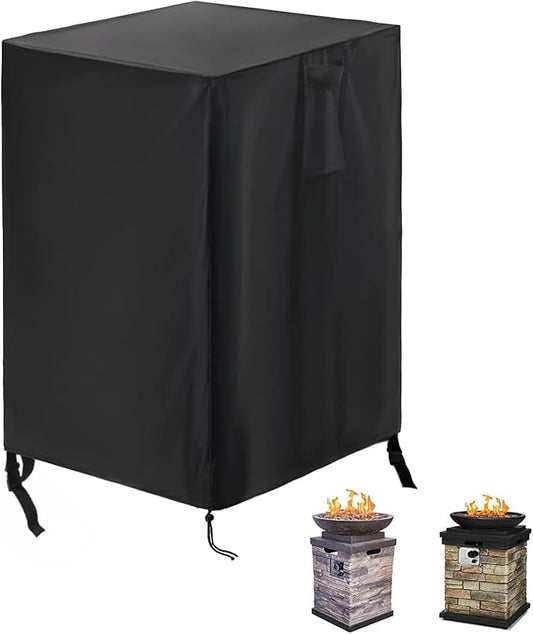 POMER Fire Column Cover,21inch Square Firepit Cover for Patio Fire Column Waterproof Outdoor Fireplace- 21"Lx21"Wx35"H