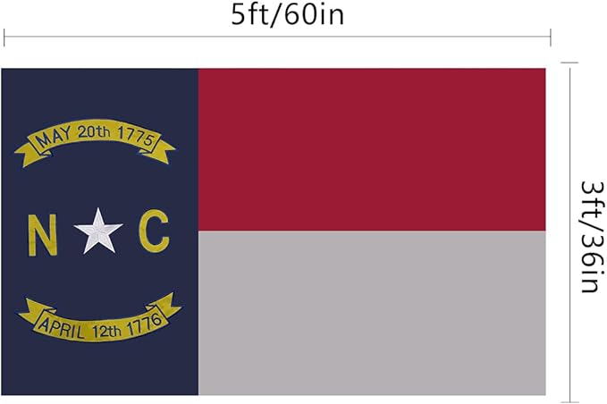 EMBROID North Carolina Flag 3x5,Fully Embroidery Technique,Tear Resistant,Sewn Stripes and Brass Grommets,Upgraded High-strength Polyester Fabric,All Weather Durable State Flags.