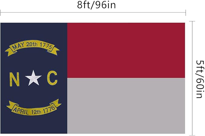 EMBROID North Carolina Flag 5x8,Fully Embroidery Technique,Tear Resistant,Sewn Stripes and Brass Grommets,Upgraded High-strength Polyester Fabric,All Weather Durable State Flags.