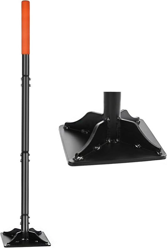 Steel Tamper 8in×8in, 45in Long-Handled Hand Tamper with Rubber Grip, Durable Ground Tamper, Ideal for Leveling Garden Soil, Gravel, as Well as Laying Floor Tiles and Repairing Blacktop