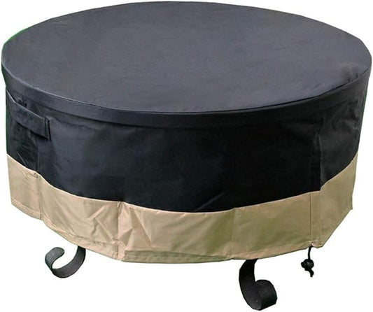 60 Inch Heavy Duty Waterproof Round Fire Pit/Table Cover, Weather Resistant Material Patio Cover, 60" D X 24" H