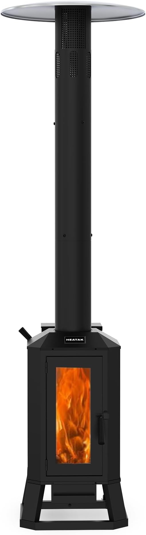70,000 BTU Wood Pellet Outdoor Patio Heater with Glass Viewing Window – Pellet Heaters for Outdoor Use, Home, Gardens & Commercial - Portable with Wheels – Black