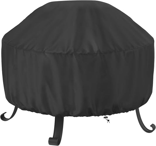 SHINESTAR Fire Pit Cover Round 36 In, Outdoor Fire Pit Cover for 30-36 Inches Fire Pits, Windproof Drawstring & Waterproof Layer, Black