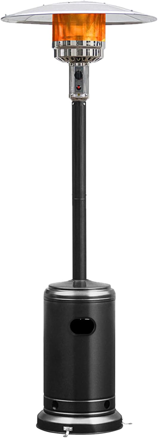 Tangkula 50,000 BTU Propane Outdoor Heater, Patio Heater with Stainless Steel Burner, Tip-over Protection and Wheels, Outdoor Heaters for Patio Commercial and Residential (Black)
