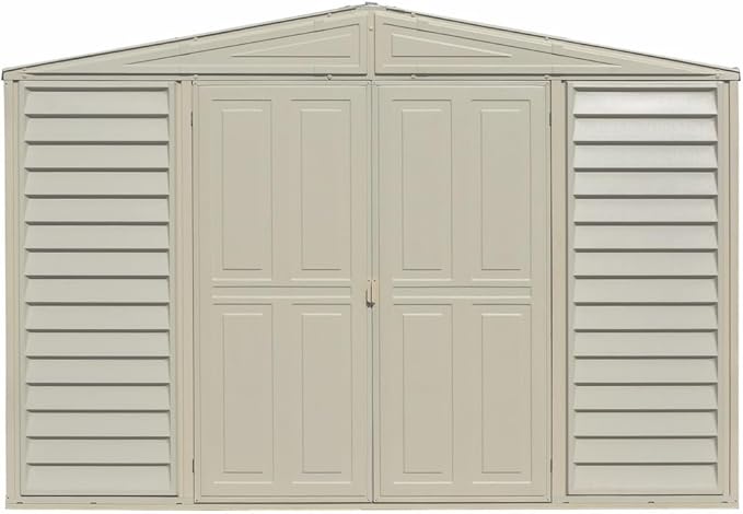 Duramax SidePro 10.5 Ft. x 3 Ft. Vinyl Garden Storage Shed | Made of Fire Retardant PVC Resin, All-Weather, Waterproof Outdoor Solution, Store Bikes, Tools, BBQ, Home Gym | Strong Metal Roof Structure