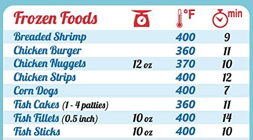 Must-Have Air Fryer Accessories Air Fryer Cooking Times All-In-One Magnet Accurate Perfect Instant Guide Big Text Easy To Read Healthy Handy Quick Cheat Sheet Chart 8”x11” Kitchen Gift Recipe Cookbook