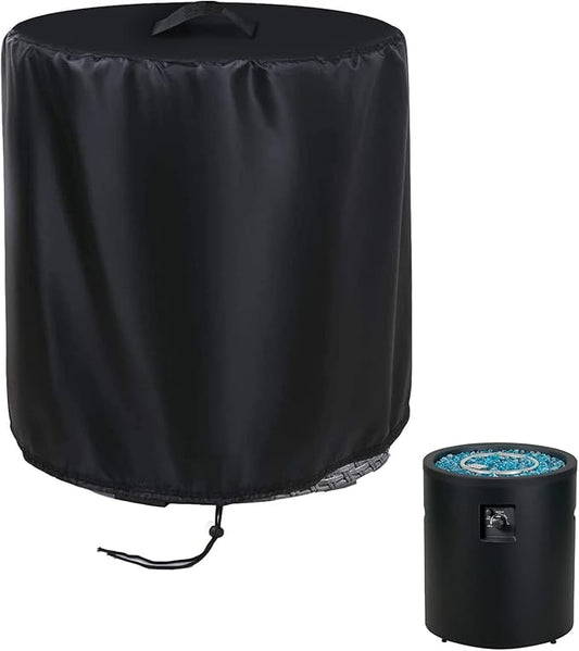 POMER Fire Column Cover, 24inch Round Fire Pit Covers Column Fire Bowl Waterproof Propane Gas Fire Pit Cover - 24" D x 27" H