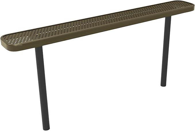 COATEDOUTDOORFURNITURE Heavy-Duty Outdoor Bench Thermoplastic Coated, Punched Steel, Commercial-Grade Seating, Made in America (Inground Without Back, 6 Ft, Textured Gold Vein)