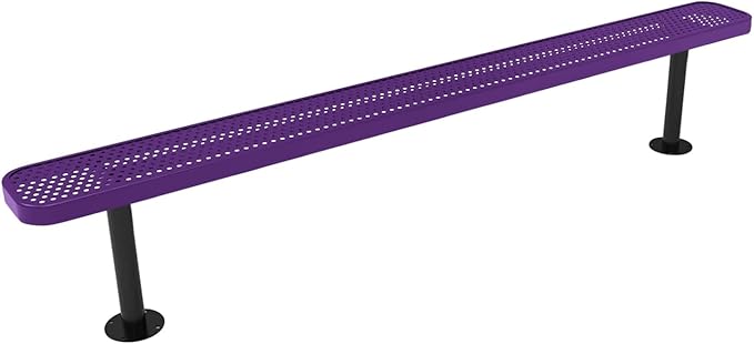 COATEDOUTDOORFURNITURE Coated Outdoor Furniture Heavy-Duty Outdoor Bench Thermoplastic Coated, Punched Steel, Commercial-Grade Seating, Made in America (Surface Without Back, 8 Ft, Purple)