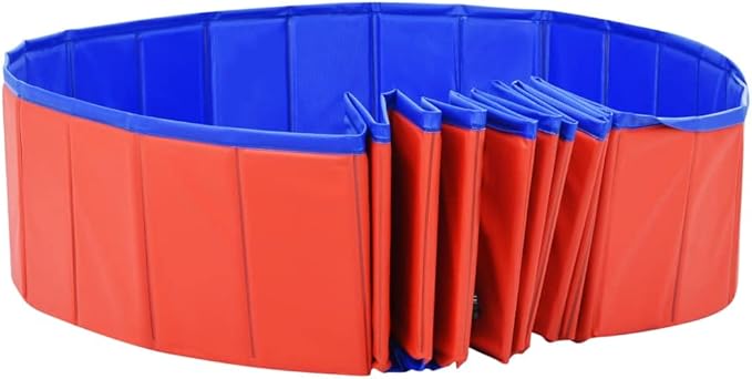 Foldable Dog Swimming Pool, Foldable Pet Swimming Pool, Portable Dog Pool, Bath Pool Collapsible Dog Pet Pool Bathing Tub, 118.1"x15.7" PVC Red