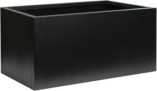 Galvanized Steel Metal Rectangular Planter Black Indoor Planter Box Steel Large Outdoor Planters 31.5" L x 16" W x 16" H Commercial Residential for Patio, Yard, Garden