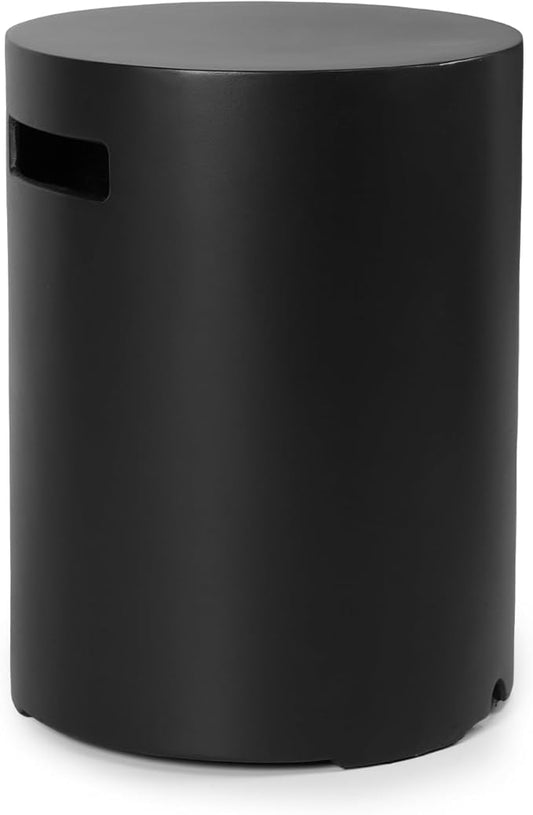 Propane Tank Cover, Propane Tank Storage Hideaway Table for Gas Fire Pits, 16 X 20inch Gas Tank Holder Storage Side Table for 20 Pound Tank Cover, Round Tank Holder- Black
