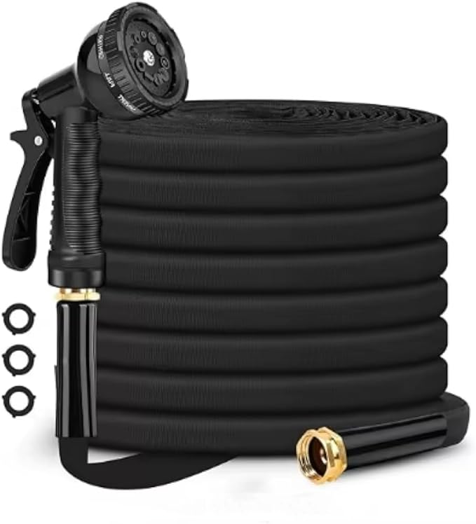50ft Lightweight Non‑Expanding Garden Hose – Kink-Free, Leak‑Proof, Flexible Water Hose with Solid Metal Fittings – High Pressure, Easy Storage, Ideal for Lawn, Car Wash & Outdoor Use