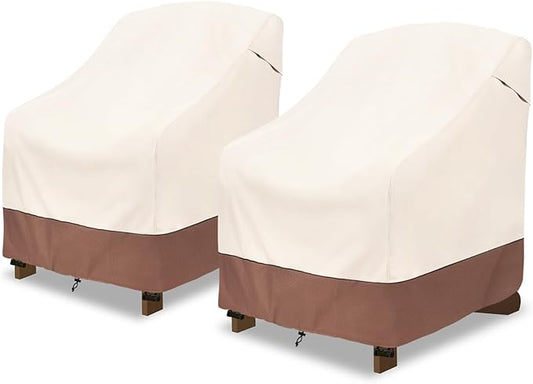 okcool Patio Adirondack Chair Cover 2 Pack,Waterproof Heavy Duty Outdoor Chair Covers,Patio Adirondack Chair Cover for Outdoor Chair,(35 W x 37 D x 36 H inches),Beige & Brown