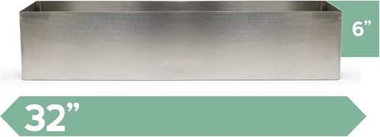 Buhbo Modern Trough Rectangle Planter Large 32 inch (8"x 6") Brushed Stainless Steel
