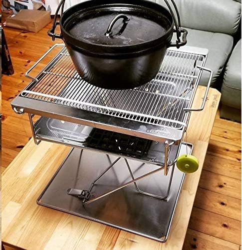 CAMPINGMOON Portable Stainless Steel Wood Burning Grill and Fire Pit 20-inch with Carrying Bag MT-055